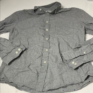 Goodfellow & Co Medium Slim Fit Grey with Speckled Dots Long Sleeve Button Up
